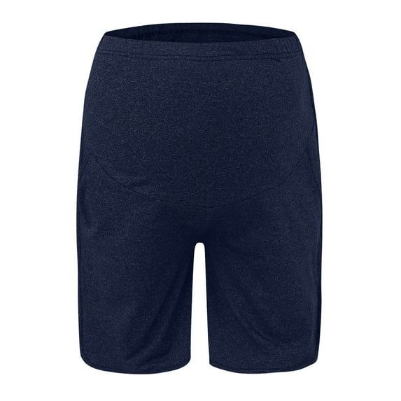 HANXIULIN Women Maternity Yoga Shorts Over The Belly Bump Summer Workout Running Active Pregnant Pants Pockets Shorts Blue XL