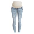 thumbnail image 1 of HANXIULIN Women Pregnant Solid Color High Waist Jeans Flares Ankle Fashion Pants Maternity Trouser Blue M, 1 of 3