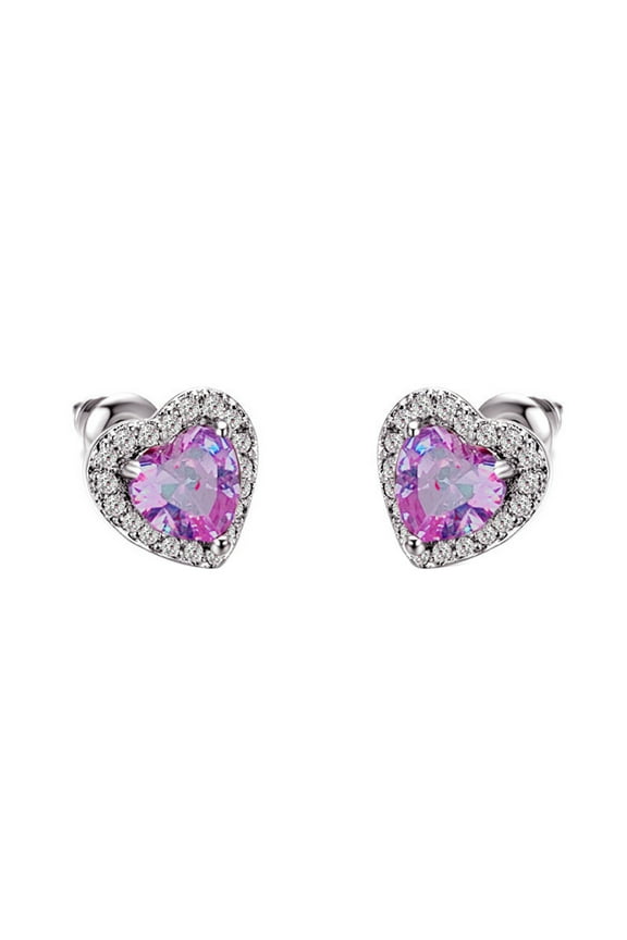 Women'S Heart Shaped Diamond Earrings Female Niches Design Crystal Earrings Studs Jewelry Gift