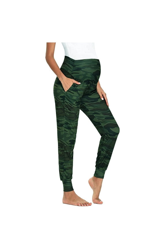 Women's Maternity Pants Camouflage Casual Pants Stretchy Comfortable Lounge Pants Trousers, Sizes S-2XL