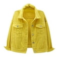 thumbnail image 1 of HANXIULIN Womens Solid Color Denim Jacket Relaxed Fit Casual Jean Trucker Jacket Button Coat Yellow XL, 1 of 4