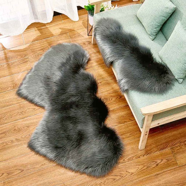 HANXIULIN Wool Imitation Sheepskin Rugs Faux Fur Non Slip Bedroom