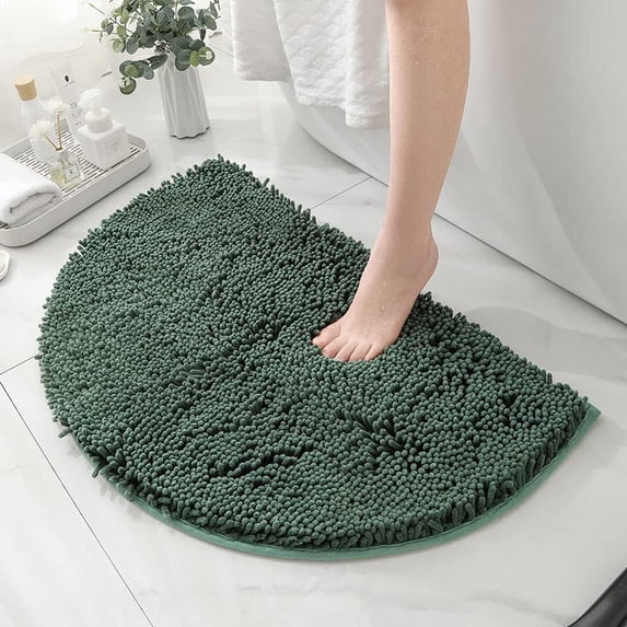 HANZE Half Round Microfiber Chenille Non-Slip Bathroom Bath Rug Super ...