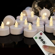 HANZIM 12 Pcs LED Tea Light Candles with Remote Control,Flickering Flameless Candle,Long Lasting 400+Hours,Battery Operated,with Timer for Home Decoration
