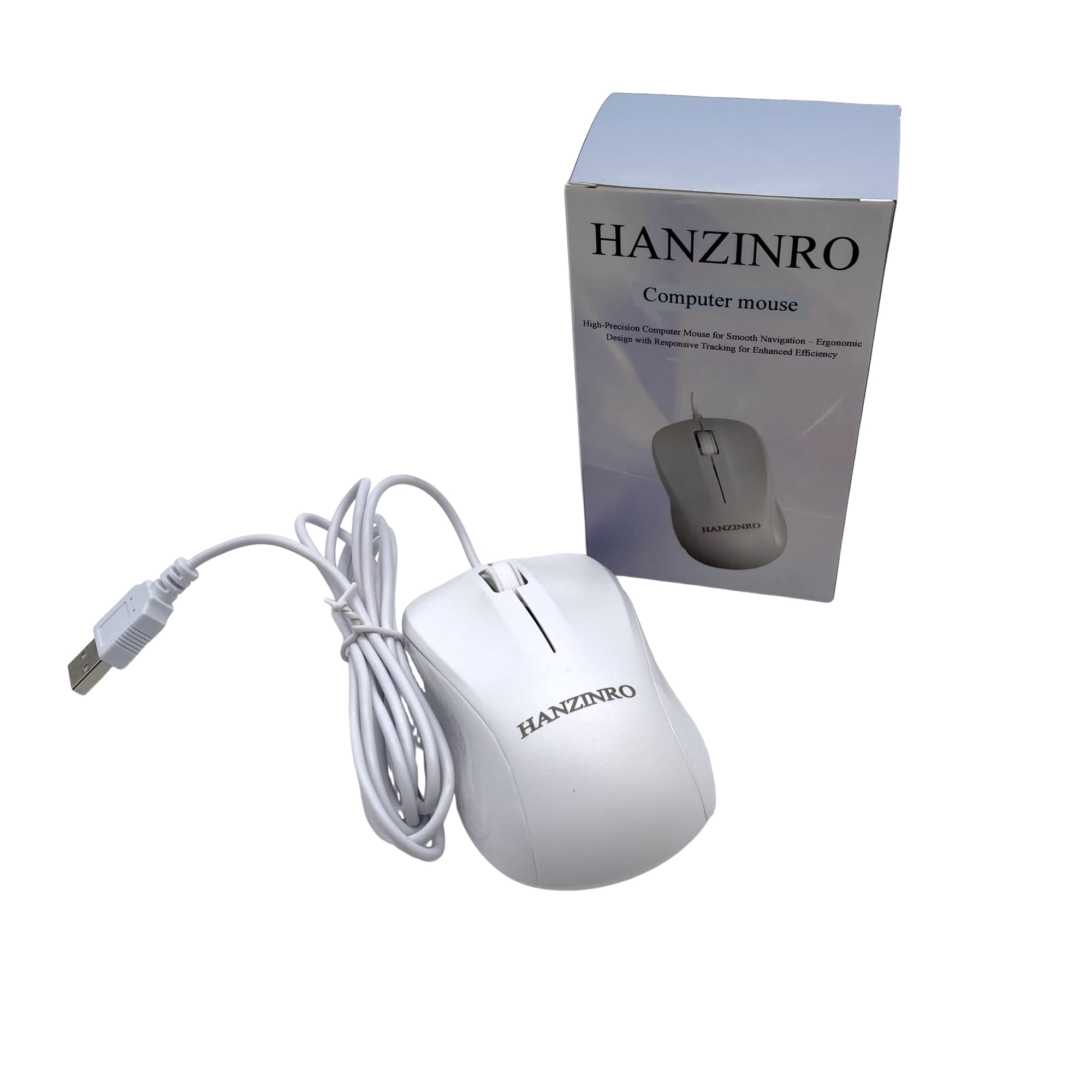 HANZINRO Computer mouse White Color USB Wired Connection 63.6 Gram ...