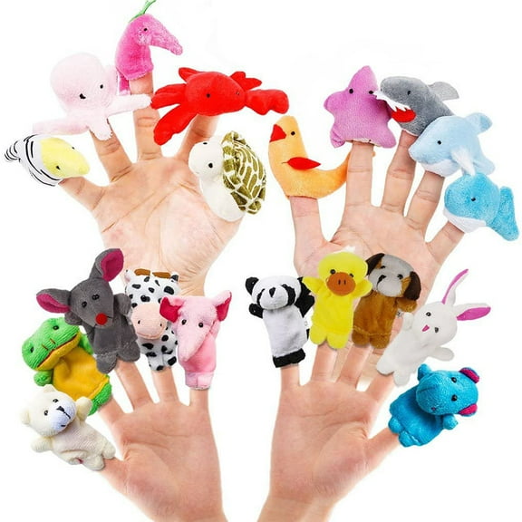 HAOAN 20pcs Animal Finger Puppets Soft Plush Finger Puppet Toys for Toddler Kids