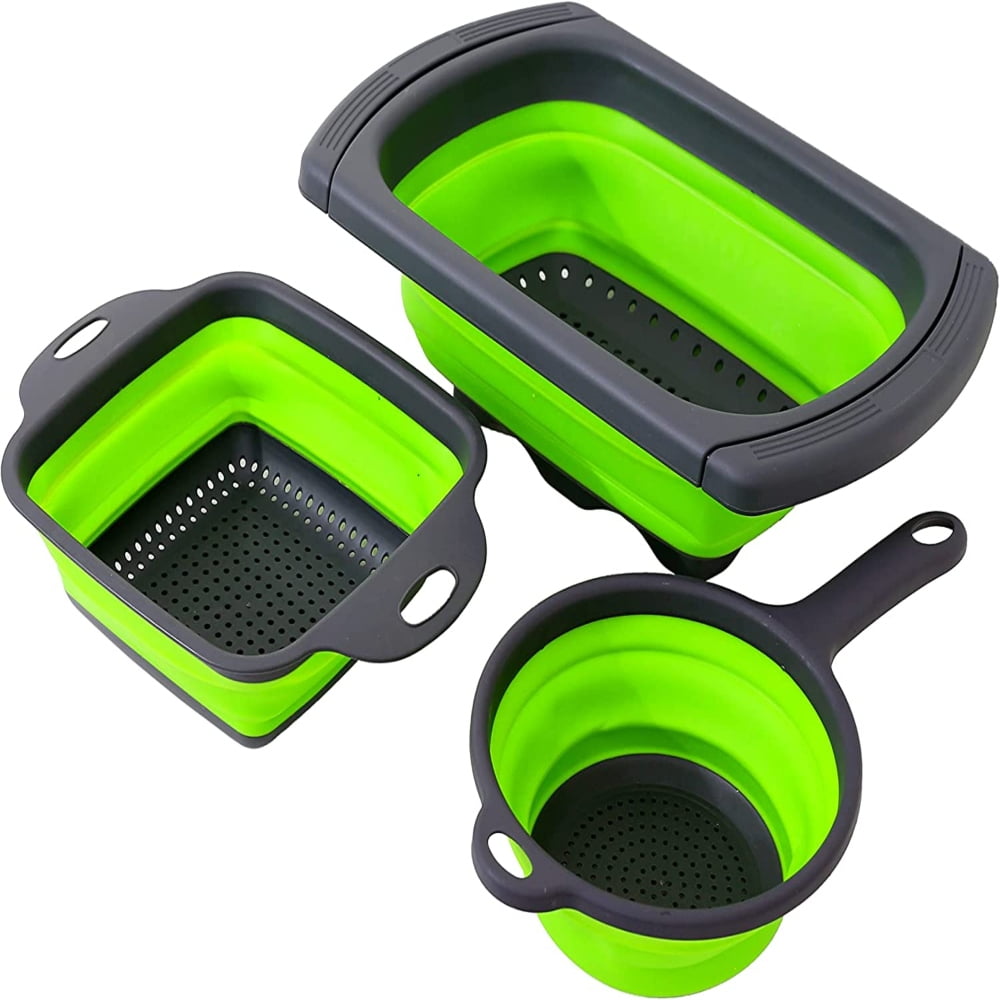 HAOAN 3 Pcs Collapsible Colanders Set, Over The Sink Strainer Vegetable