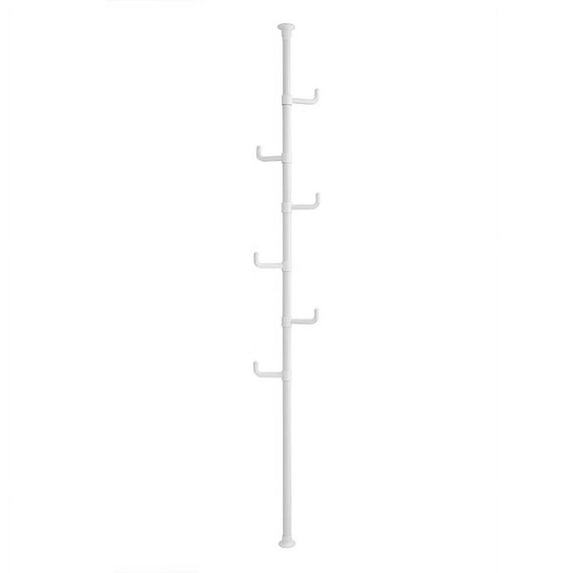HAOAN Adjustable Laundry Pole Clothes Drying Rack Coat Hanger DIY Floor to Ceiling Tension Rod Storage Organizer for Indoor, Balcony - White