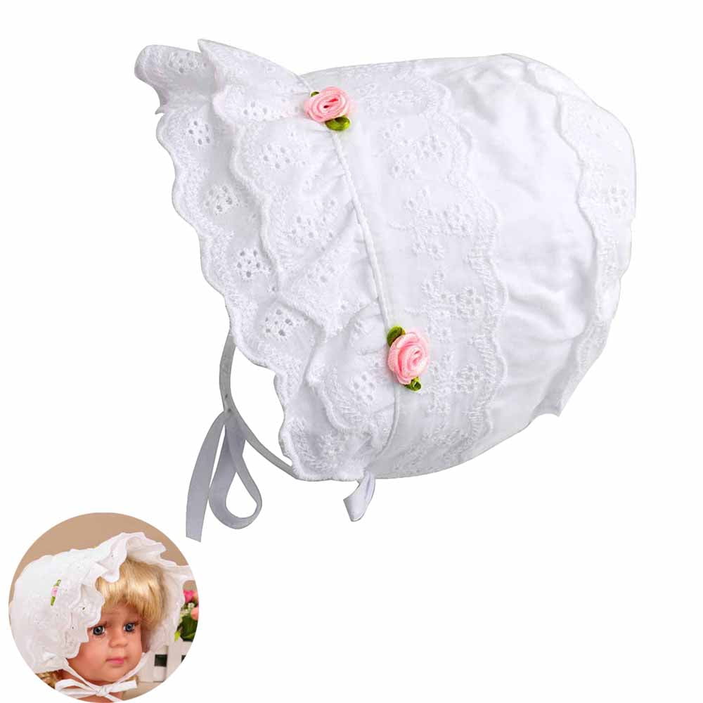 Silk Hair Bonnet - 2pcs Baby Lace Hat For Newborns Summer Beige