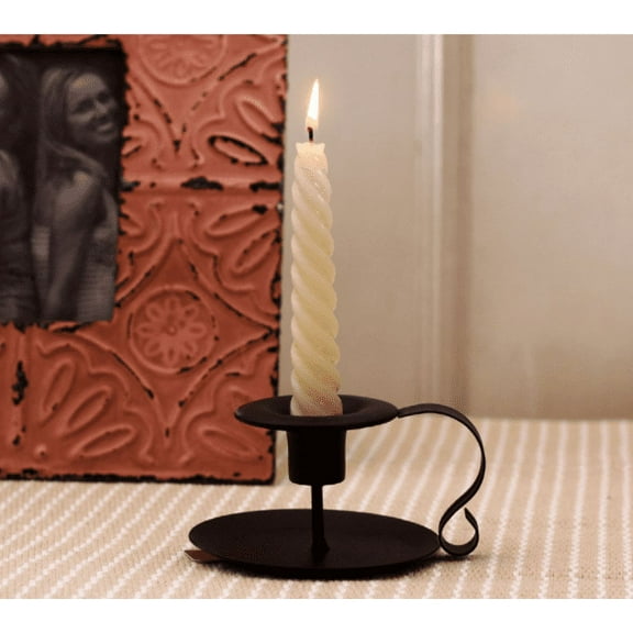 HAOAN Decorative Wrought Iron Taper Candle Holder, Matte Black Pillar Candlesticks Holders, Pedestal Candle Stand for LED & Wax Candles, Table, Fireplace, Incense Cones, Spa, Weddings, Party