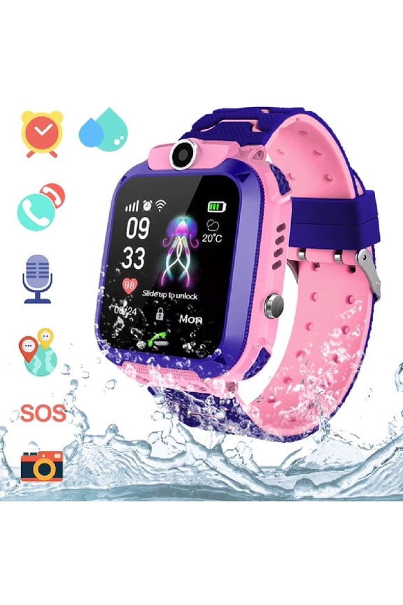 Kids Smartwatch Waterproof AGPS Tracker Anti-Lost Smart Watch Phone for Children 3-12 Girls Boys SOS Call Remote Camera Two Way Call Touch Screen Games Christmas Birthday