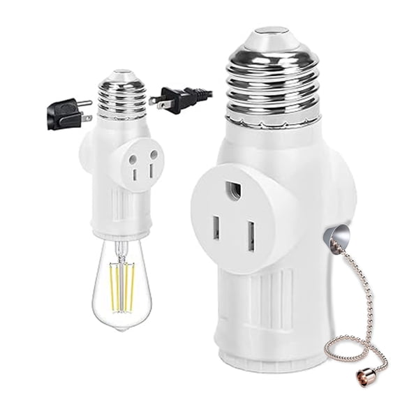 HAOAN Light Socket to Plug Adapter, Living Rooms, hallways, and More (2-Pack, White)