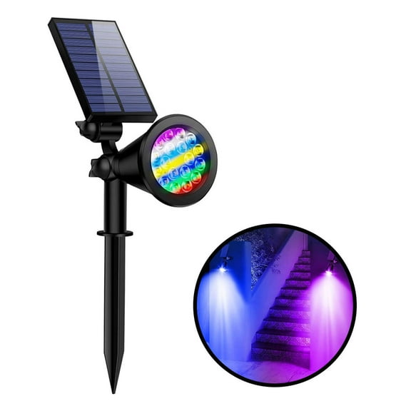 HAOAN Solar Spot Lights Outdoor, 18 LEDs Beads, Auto On/Off, IP67 Waterproof Solar Yard Spotlight Landscape Lighting Garden Wall Lights(Multi-colored)