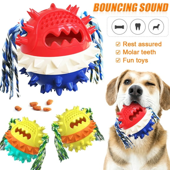 HAOAN Squeaky Dog Toys for Aggressive Chewers: Rubber Puppy Chew Ball with Squeaker, Almost Indestructible and Durable Pet Toy for Medium and Large Breed