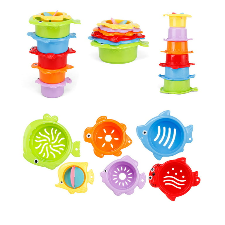 HAOAN Stacking Cups Bath Toys for Toddlers, 6Pcs Kids Bath Toys Nesting  Stack Cups for 1 2 3 Year Old Boys Girls
