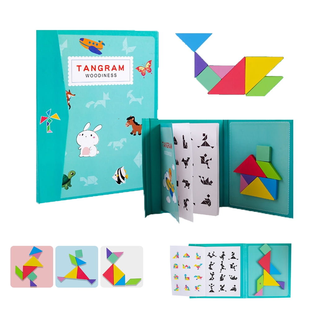 Educational Magnetic Blocks With Cards Wooden Magnetic Pattern Block ...