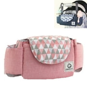 HAOAN Universal Stroller Organizer with Insulated Cup Holders Storage for Diapers, Phone, Keys, Toys. Fit All Strollers, Pink