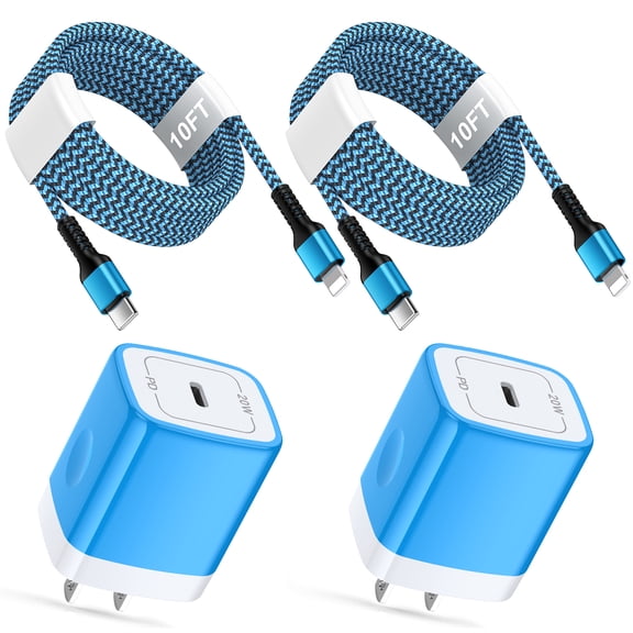 HAOANO USB C Wall Charger Block,2Pack 20W PD Android Type C Charger Block Fast Charging Block USB C Power Adapter w/ 2PCS USB C Charging Cable 10ft Type C Charger Cords Compatible for iPhone 14 13 12