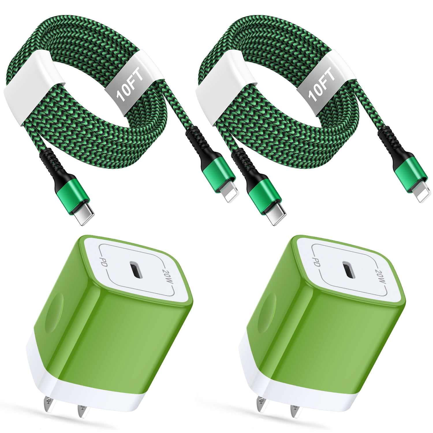 HAOANO USB C Wall Charger Block,2Pack 20W PD Android Type C Charger Block Fast Charging Block USB C Power Adapter w/ 2PCS USB C Charging Cable 10ft Type C Charger Cords Compatible for iPhone 14 13 12