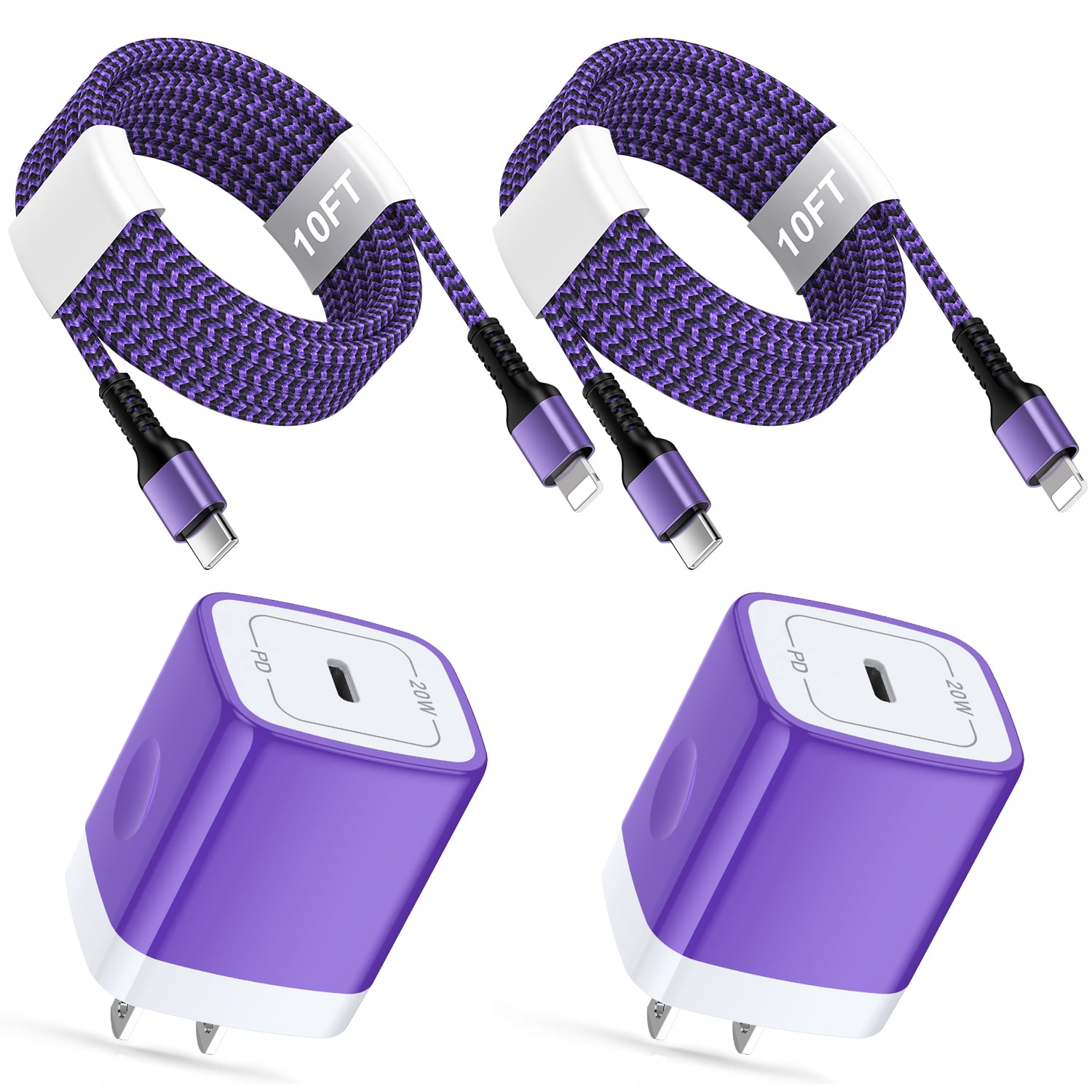 HAOANO USB C Wall Charger Block,2Pack 20W PD Android Type C Charger Block Fast Charging Block USB C Power Adapter w/ 2PCS USB C Charging Cable 10ft Type C Charger Cords Compatible for iPhone 14 13 12