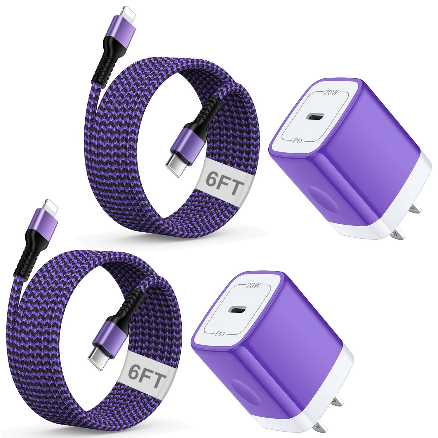 HAOANO USB C Wall Charger Block,2Pack 20W PD Android Type C Charger Block Fast Charging Block USB C Power Adapter w/ 2PCS USB C Charging Cable 6ft Type C Charger Cords Compatible for iPhone 14 13 12