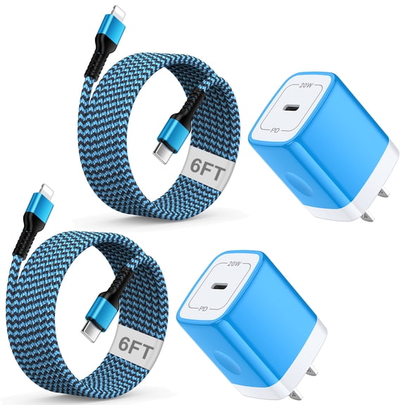 HAOANO USB C Wall Charger Block,2Pack 20W PD Android Type C Charger Block Fast Charging Block USB C Power Adapter w/ 2PCS USB C Charging Cable 6ft Type C Charger Cords Compatible for iPhone 14 13 12