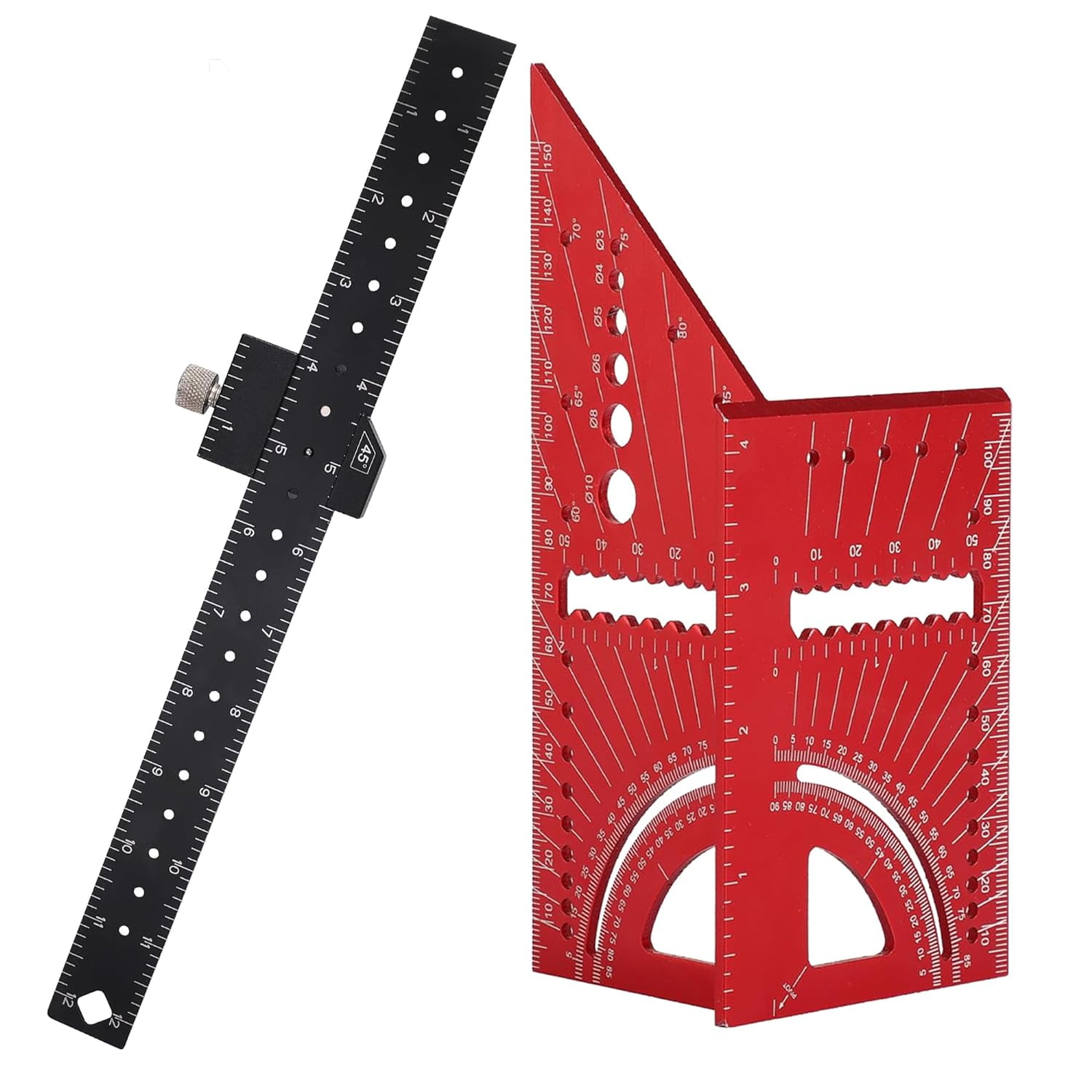 HAODE 3D MultiAngle Measuring Ruler and Slide Ruler, 45/90 Degree High Precision Aluminum