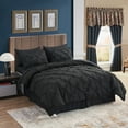 thumbnail image 1 of HAOK 8 Piece Pinch Pleated Pintuck Comforter Set - Bedding Bed In A Bag, Queen, Black, 1 of 6
