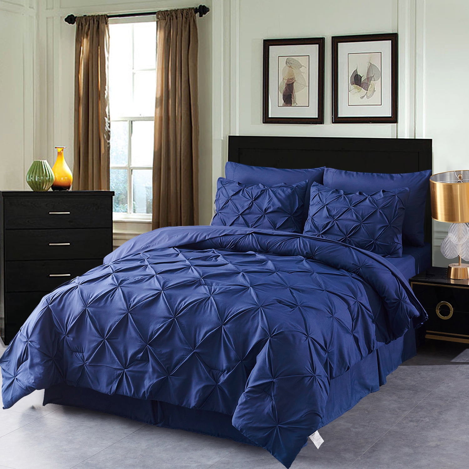 HAOK King Size Bed in a Bag Set with Pinch Pleat Design, Sheets and ...