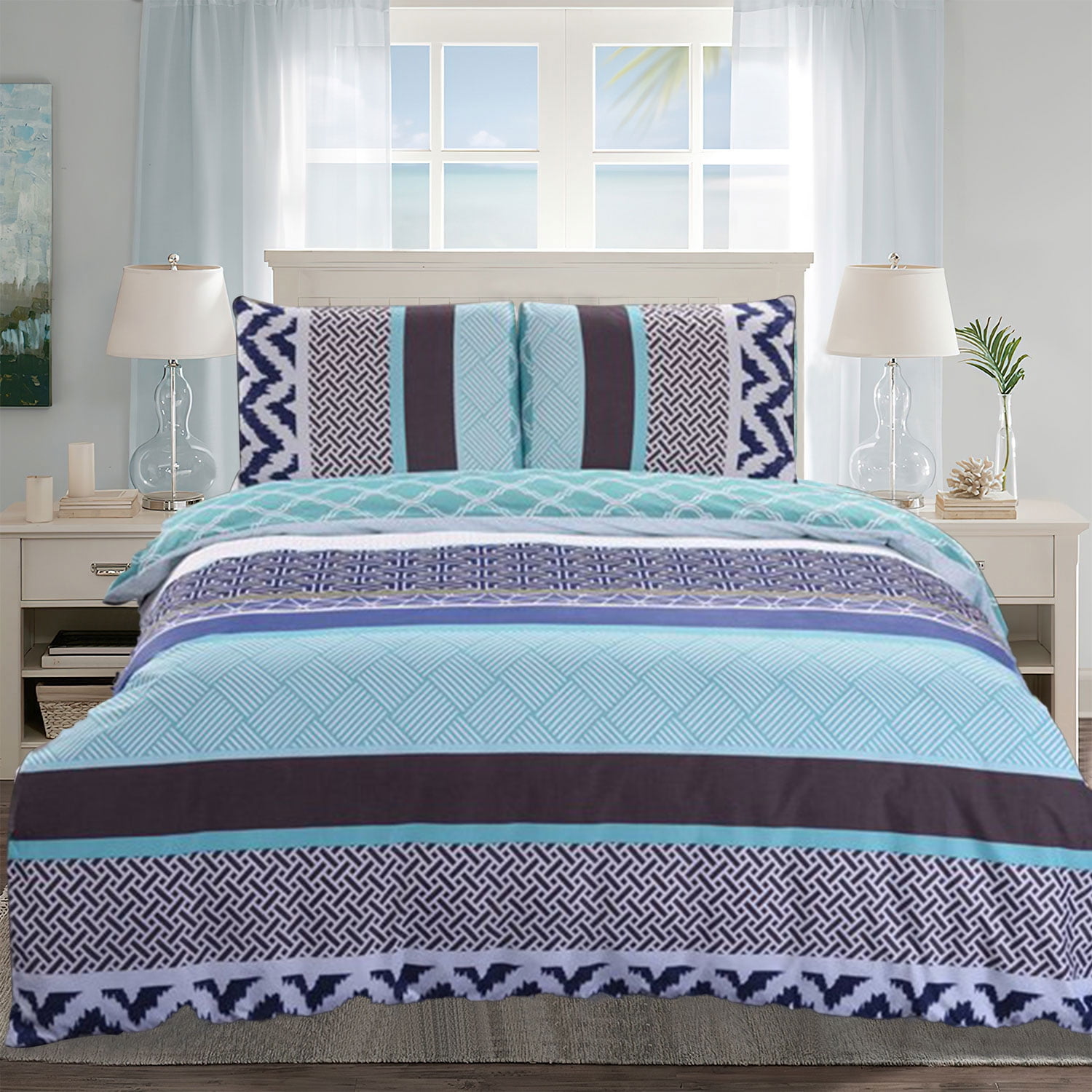 HAOK Queen Size Duvet Cover Set With 2 Pillowcases, Soft Brushed