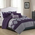 thumbnail image 1 of HAOK Soft 7 Piece Comforter Set Bed in a Bag, Embroidery Design, Cal King, Purple/White/Grey, 1 of 7