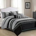 thumbnail image 1 of HAOK Soft 7 piece Comforter Set Bed in A Bag, Embroidery Design, King, Black/Grey, 1 of 6