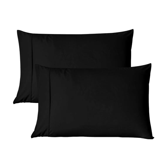 HAOK Solid Print Pillow Cases, King, Black, 2-Pieces