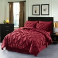 thumbnail image 1 of HAOK Twin Bed in a Bag Set 6 Piece-Pinch Pleat Down Alternative Comforter Set,Burgundy, 1 of 6