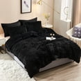 thumbnail image 1 of HAOK Twin Plush Shaggy Duvet Cover Set With 1 Pillow Shams,1 Pillowcases,3 Piece,Black, 1 of 5