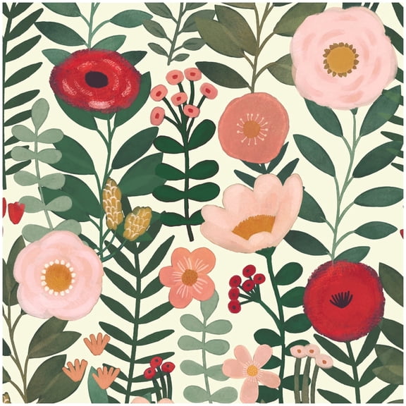 HAOKHOME Boho Peel and Stick Wallpaper Pink Floral Removable Wall Paper for Nursery 17.3" x 118"