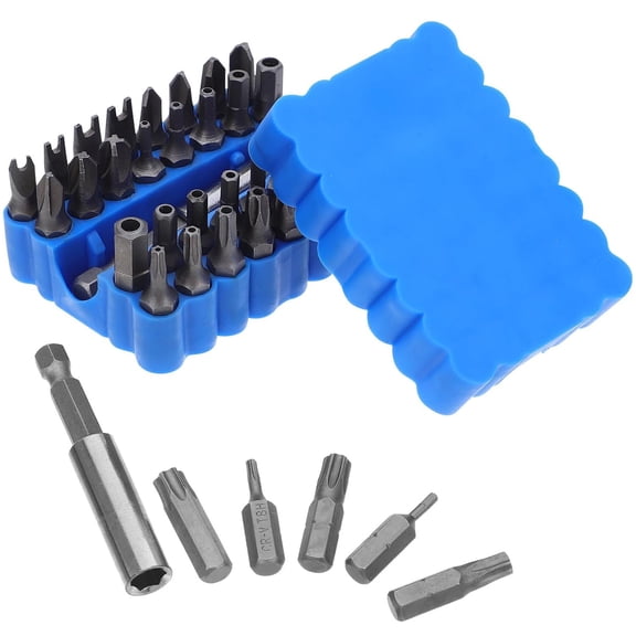 HAOLE 33PCS Security Bit Set, Cr-V Steel Tamper-Proof Screwdriver Bit with Magnetic Bit Holder,Torx Bits with Blue Case