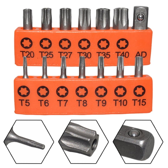 HAOLE Torx Bit Set, 14-Piece Magnetic Security Star Bits, S2 Steel T5-T40 Impact Screwdriver Drill Bit Kit for Automotive, Bicycle, and Electronics Repair