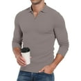 thumbnail image 1 of HAOMEIL Men's Polo Shirts Muscle V Neck T-Shirts Long Sleeve Slim Fit Polo Shirts for Men, 1 of 7