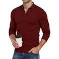 thumbnail image 1 of HAOMEIL Men's Polo Shirts Muscle V Neck T-Shirts Long Sleeve Slim Fit Polo Shirts for Men, 1 of 7
