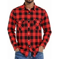 HAOMEILI Men's Button Down Regular Fit Long Sleeve Plaid Flannel Casual Shirts