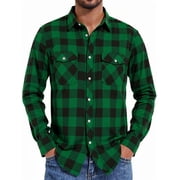 HAOMEILI Men's Button Down Regular Fit Long Sleeve Plaid Flannel Casual Shirts