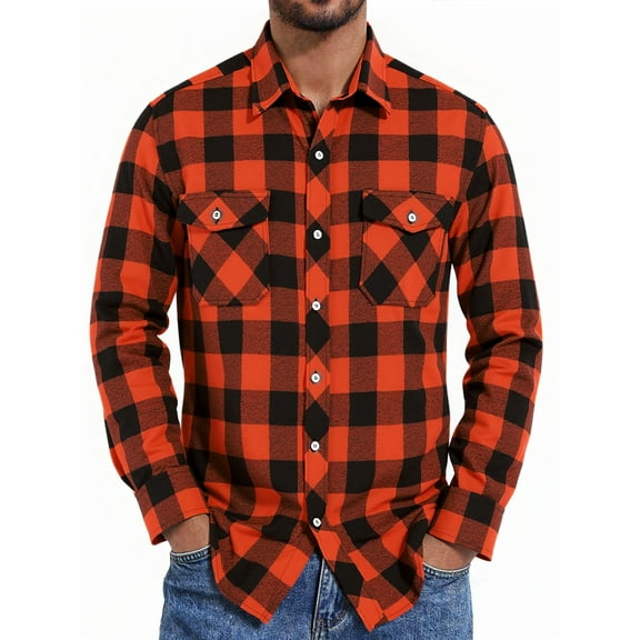 HAOMEILI Men's Button Down Regular Fit Long Sleeve Plaid Flannel Casual Shirts