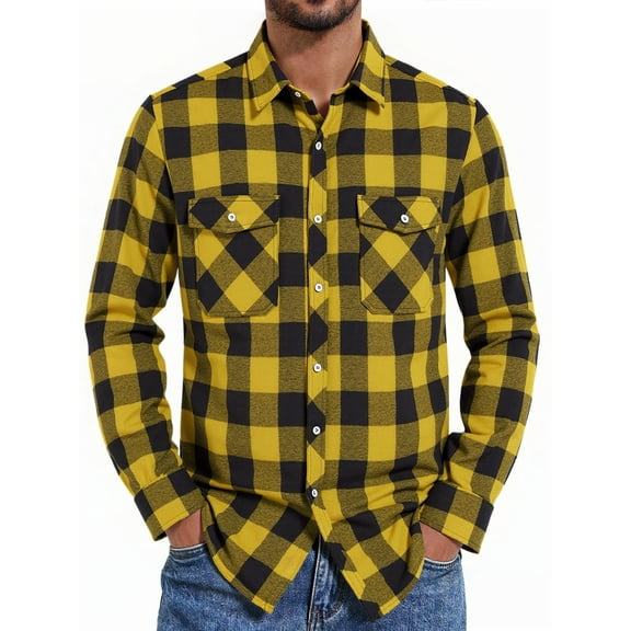 HAOMEILI Men's Button Down Regular Fit Long Sleeve Plaid Flannel Casual Shirts