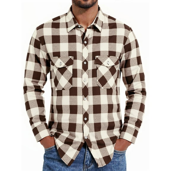 HAOMEILI Men's Button Down Regular Fit Long Sleeve Plaid Flannel Casual Shirts