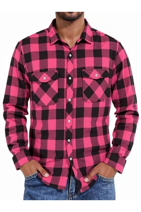 Men's Button Down Regular Fit Long Sleeve Plaid Flannel Casual Shirts
