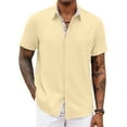 thumbnail image 1 of HAOMEILI Men's Button Down Shirts Short Sleeve Casual Shirts Summer Beach Shirts Vacation Wedding Shirts with Pocket, 1 of 8