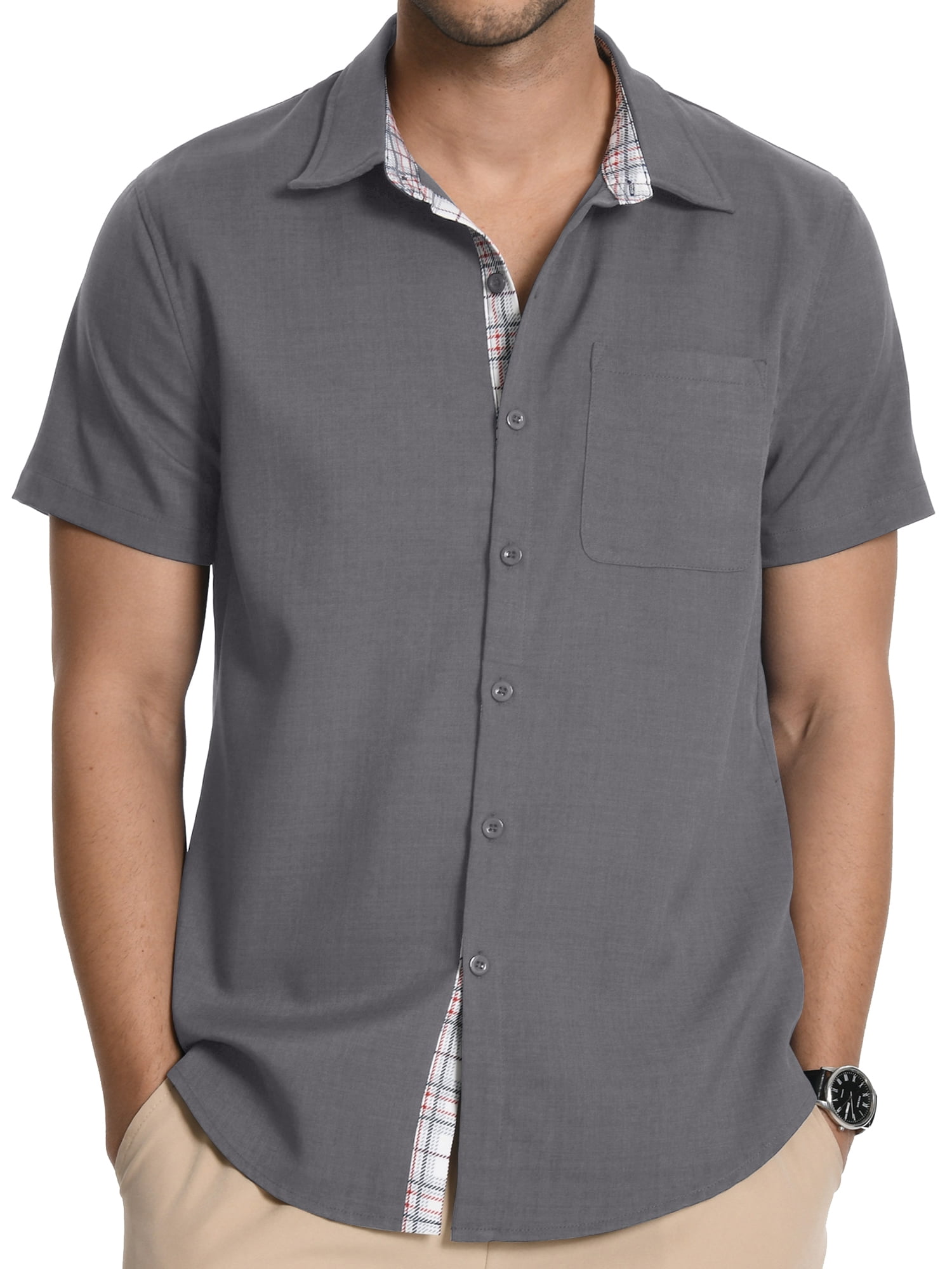 HAOMEILI Men's Button Down Shirts Short Sleeve Casual Shirts Summer ...