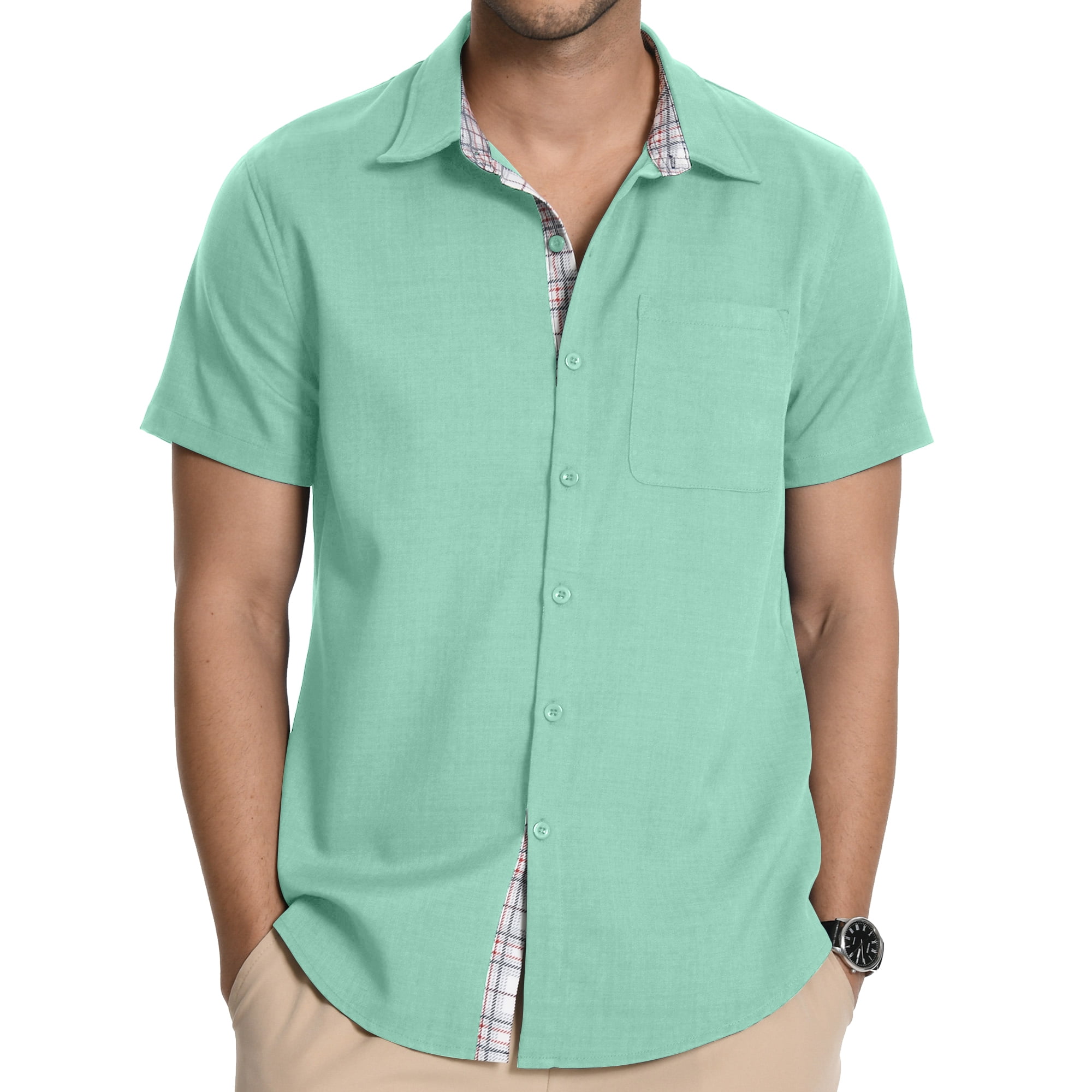 HAOMEILI Men's Button Down Shirts Short Sleeve Casual Shirts Summer ...
