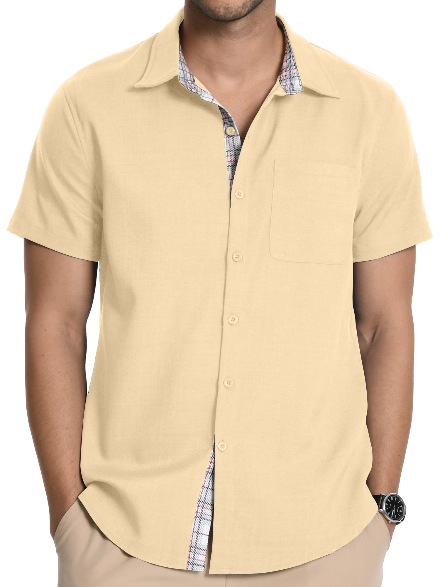 HAOMEILI Men's Button Down Shirts Short Sleeve Casual Shirts Summer ...